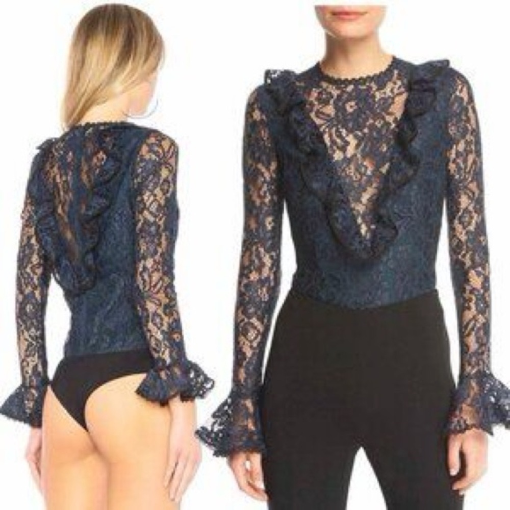 Alexis Pollie bodysuit in navy lace (128)